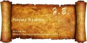 Havay Bianka névjegykártya