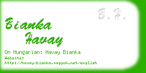 bianka havay business card